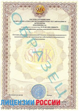 Образец сертификата соответствия (приложение) Менделеево Сертификат ISO 13485